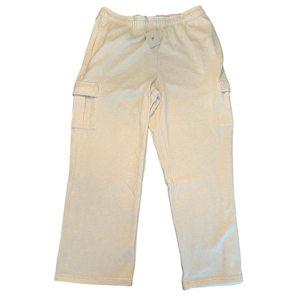NWT Fabletics Cozy Fleece Wide Leg Cargo Sweatpant Womens XXL 1X Oatmeal Heather